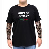 Camiseta Plus Size Frase Engraçada Bora Se Beijar Sim Claro Carnaval Beijo Cerveja