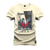 Camiseta Plus Size Gola Redonda Estampada Varias Cores Nyc Folow