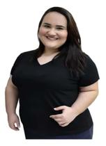 Camiseta Plus Size Gola V Feminina Lisa Algodão XG ao XG8