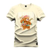 Camiseta Plus Size Grande Confortável Estampada Varias Cores Blessed Urso