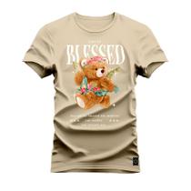 Camiseta Plus Size Grande Confortável Estampada Varias Cores Blessed Urso