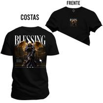 Camiseta Plus Size Grande Gola Redonda Estampa Dtf Premium Blessing