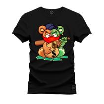 Camiseta Plus Size Grande T-Shirt Estampada Varias Cores Urso Dinheirão