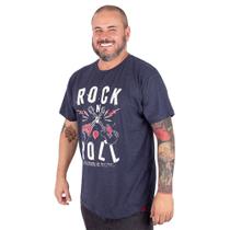 Camiseta Plus Size Guitarra Power Marinho Indigo. Camiseta Plus Size Guitarra Power Marinho Indigo.