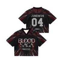 Camiseta plus Size Kpop Enhypen Night Wings Blood Saga World Tour Jersey De Manga Curta Streetwear