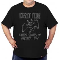 Camiseta Plus Size Led Zeppelin United States 1977 - King Of Geek
