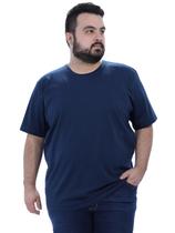 Camiseta Plus Size Lisa Masculina Básica Algodão Marinho