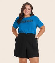 Camiseta Plus Size Manga Curta Secret Glam Azul