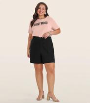 Camiseta Plus Size Manga Curta Secret Glam Rosa