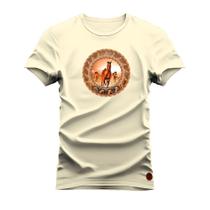 Camiseta Plus Size Manga Curta Unissex Gola Redonda Confortável Cavalo Runch