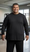 Camiseta Plus Size Manga Longa Dry Fit Preta G5