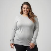Camiseta Plus Size Manga Longa Feminina Algodão
