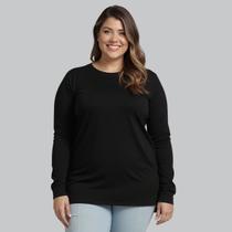 Camiseta Plus Size Manga Longa Feminina Algodão Camiseta Plus Size Manga Longa Feminina Algodão
