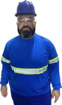 Camiseta Plus Size Manga Longa RESISTENTE com Faixa Refletivo Malha Fria Uniforme Profissional Sinalização Eletricista Construção Camiseta Plus Size Manga Longa RESISTENTE com Faixa Refletivo Malha Fria Uniforme Profissional Sinalização Eletricista Construção