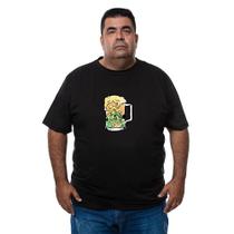 Camiseta Plus Size Masculina Algodao Estampa Caneca Tropical Com Abridor De Garrafa Verao Praia