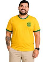 Camiseta Plus Size Masculina Dry Fit Micro Fibra Copa Brasil Amarela