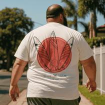 Camiseta Plus Size Masculina Estampada Surfing Malha Algodão Gola Redonda Manga Curta