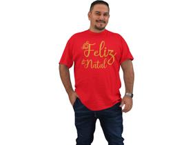 Camiseta Plus Size Natal em Família Natal Feliz Natal Papai Noel Vermelho
