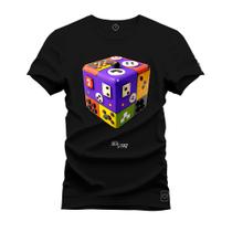 Camiseta Plus Size Premium 100% Algodão Estampada Shirt Unissex Cubo 2x2