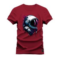 Camiseta Plus Size Premium Algodão Estampada Caps Astronauta