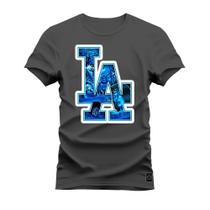 Camiseta Plus Size Premium Algodão Estampada La Blue
