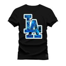 Camiseta Plus Size Premium Algodão Estampada La Blue