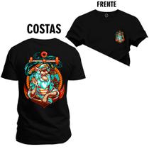 Camiseta Plus Size Premium Algodão Estampada Pirata Ancora Frente Costas