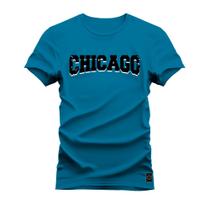 Camiseta Plus Size Premium Estampada Algodão 30.1 Chicago Black