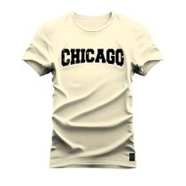 Camiseta Plus Size Premium Estampada Algodão 30.1 Chicago Black