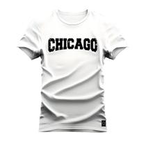 Camiseta Plus Size Premium Estampada Algodão 30.1 Chicago Black