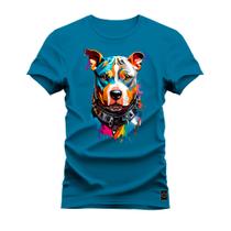 Camiseta Plus Size Premium Estampada Algodão 30.1 Dog Olhar Colors