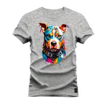 Camiseta Plus Size Premium Estampada Algodão 30.1 Dog Olhar Colors