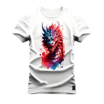 Camiseta Plus Size Premium Estampada Algodão 30.1 Dragon Furia