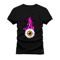 Camiseta Plus Size Premium Estampada Algodão 30.1 Olho em Chamas
