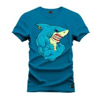 Camiseta Plus Size Premium Estampada Algodão 30.1 Shark Maromba