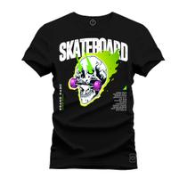 Camiseta Plus Size Premium Estampada Algodão Confortável Skate Board