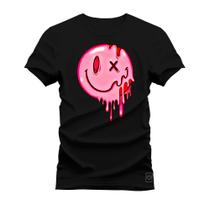 Camiseta Plus Size Premium Estampada Algodão Confortável Smile Chiclete