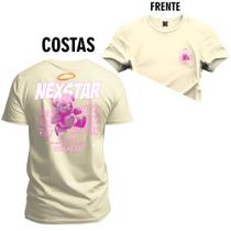 Camiseta Plus Size Premium Estampada Algodão Confortável Urso Roxo Frente e Costas