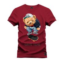 Camiseta Plus Size Premium Estampada Algodão Confortável Urso Skate Run