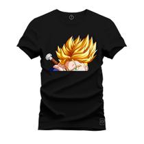 Camiseta Plus Size Premium Estampada Goku Mega Saiajim