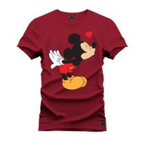 Camiseta Plus Size Premium Estampada Mickey Beijinho