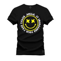 Camiseta Plus Size Premium Estampada Smyle Hum