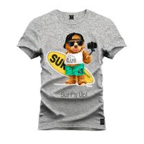 Camiseta Plus Size Premium Estampada Urso Surf