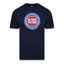 CAMISETA PLUS SIZE REGULAR MANGA CURTA DETROIT PISTONS LOGO MARINHO MESCLA CINZA New Era