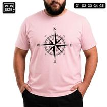 Camiseta Plus Size Rosa Estampa Bússola G1 ao G5 Masculina Tamanho Grande G1 G2 G3 G4 G5 Camiseta Plus Size Rosa Estampa Bússola G1 ao G5 Masculina Tamanho Grande G1 G2 G3 G4 G5
