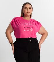 Camiseta Plus Size Secret Glam Rosa