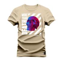Camiseta Plus Size T-Shirt 100% Algodão Estampada Durável Death Caveira