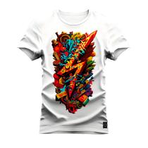 Camiseta Plus Size T-Shirt 100% Algodão Estampada Durável Eletric Cores