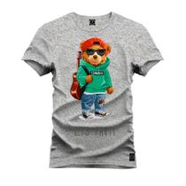 Camiseta Plus Size T-Shirt 100% Algodão Estampada Durável Urso Violão