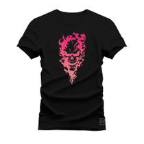 Camiseta Plus Size T-Shirt 30.1 Estampa Caveira fumaça